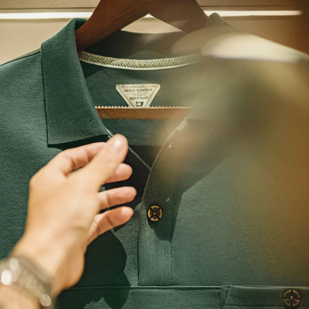 Men's Vintage Green Polo Shirt – Structured Style with Casual Ease