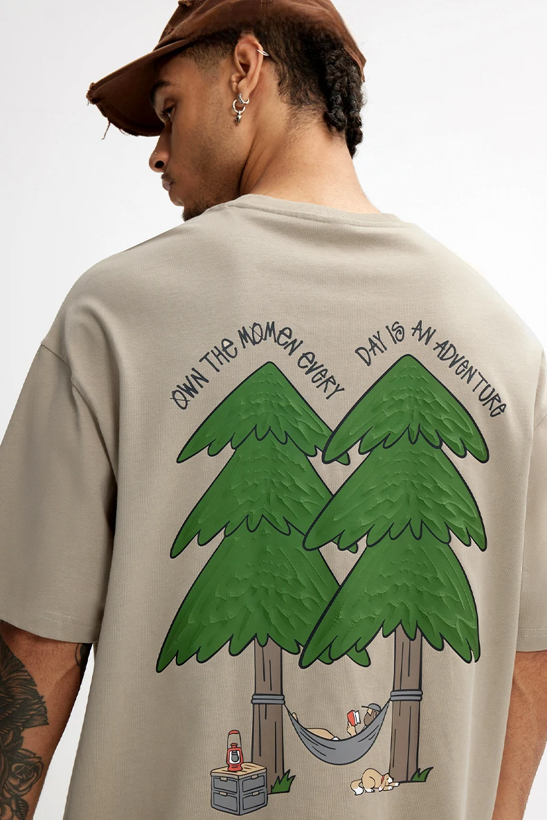 Men's Oversized Puff Print Cotton T-Shirt – Heavyweight, Pure Comfort