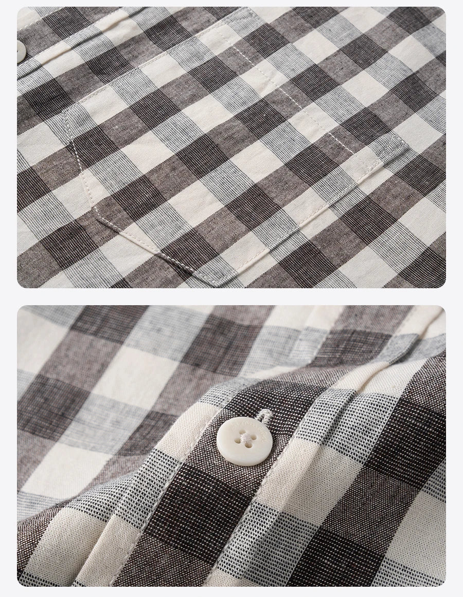 Men's Oversized Plaid Linen-Cotton Shirt – Lightweight Comfort With Classic Style