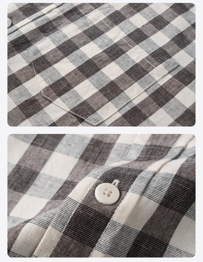 Men's Oversized Plaid Linen-Cotton Shirt – Lightweight Comfort With Classic Style