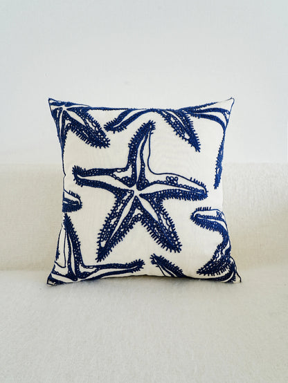Coastal Stitch: Starfish Embroidered Pillow Cover