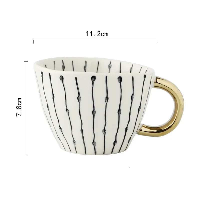 Golden Form: Geometric Hand-Painted Mug