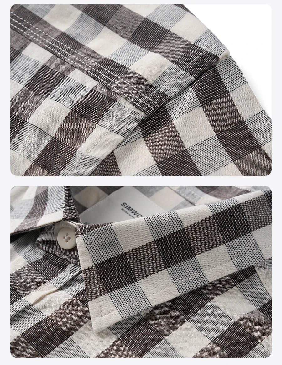 Men's Oversized Plaid Linen-Cotton Shirt – Lightweight Comfort With Classic Style