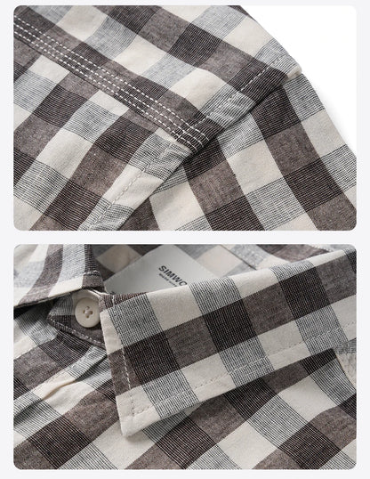 Men's Oversized Plaid Linen-Cotton Shirt – Lightweight Comfort With Classic Style