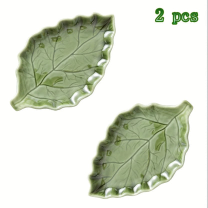 Green Leaf Ceramic Spoon Holder