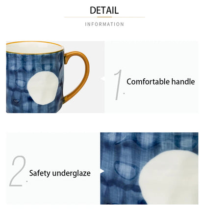 350ml Japanese Ceramic Mug  Coffee Cup Underglaze Office Home Milk   Bumpy Surface Handgrip  Microwave Safe