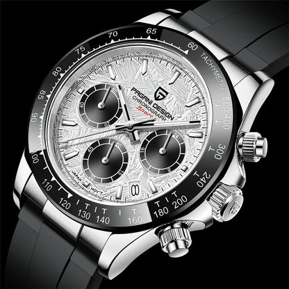 Sapphire Chrono: 40mm Stainless Steel Quartz Sports Watch