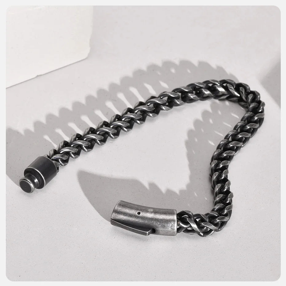 Twin Forge: Vintage Double-Layer Steel Bracelet for Men