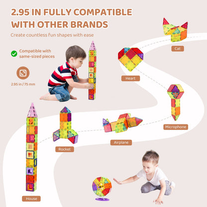 MagnetLab 121: 121-Piece Magnetic Tiles STEM Set (Ages 3–8)