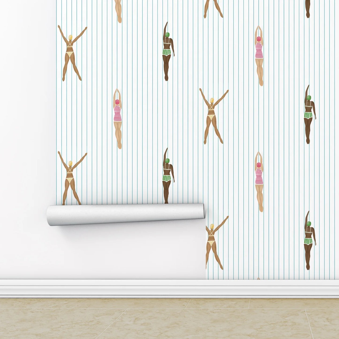Peel and Stick Swimmers Wallpaper