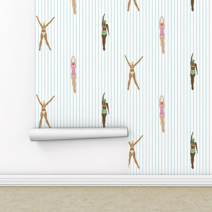 Peel and Stick Swimmers Wallpaper