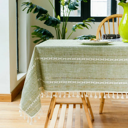 Lace Grain: Hollow Jacquard Linen Tablecloth