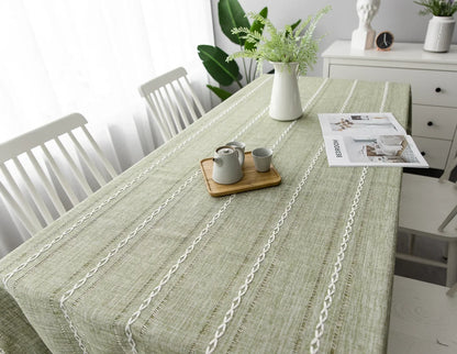 Lace Grain: Hollow Jacquard Linen Tablecloth