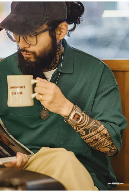 Men's Vintage Green Polo Shirt – Structured Style with Casual Ease