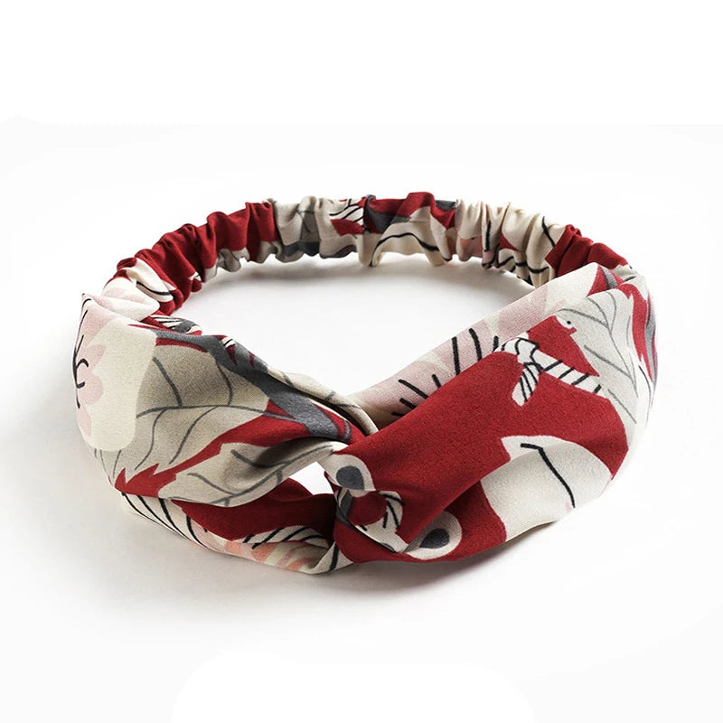 Boho Crown: Vintage Cross Turban Headband with Rhinestone Detail