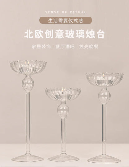 European high foot striped candlestick home decoration decoration wedding articles Romantic candlelight dinner candlestick props
