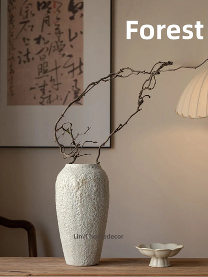 Retro Rustic White Cerc Flower Vase Bubble White Decorative Tabletop Ornament for Home Bedroom Living Room Dining Room