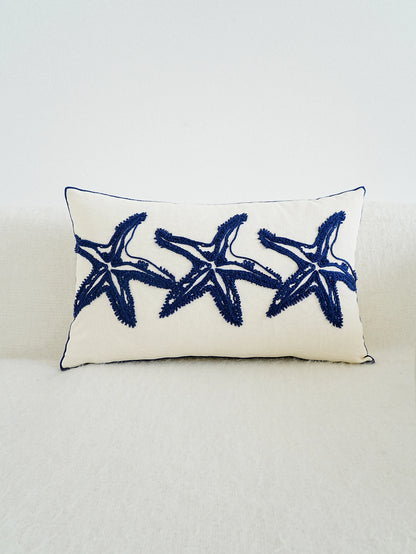 Coastal Stitch: Starfish Embroidered Pillow Cover