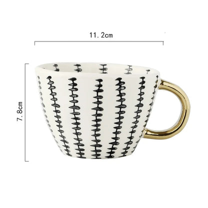 Golden Form: Geometric Hand-Painted Mug