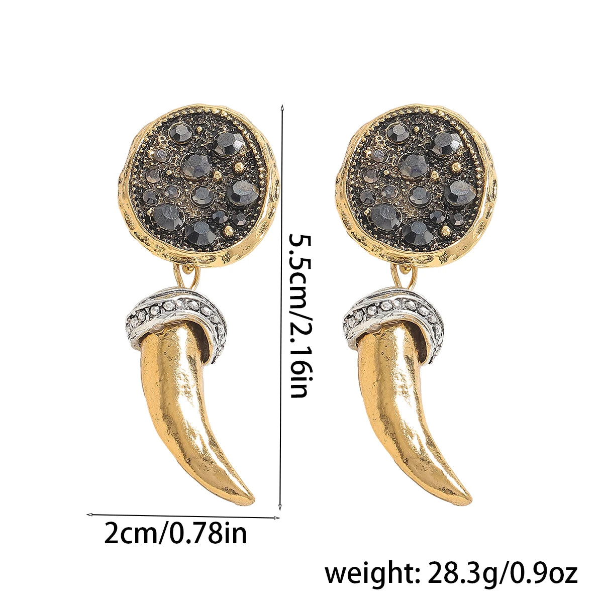 3-Piece Horn Glitter Pendant Necklace Set – Vintage-Inspired Layered Chains for Parties & Gifts