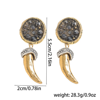 3-Piece Horn Glitter Pendant Necklace Set – Vintage-Inspired Layered Chains for Parties & Gifts