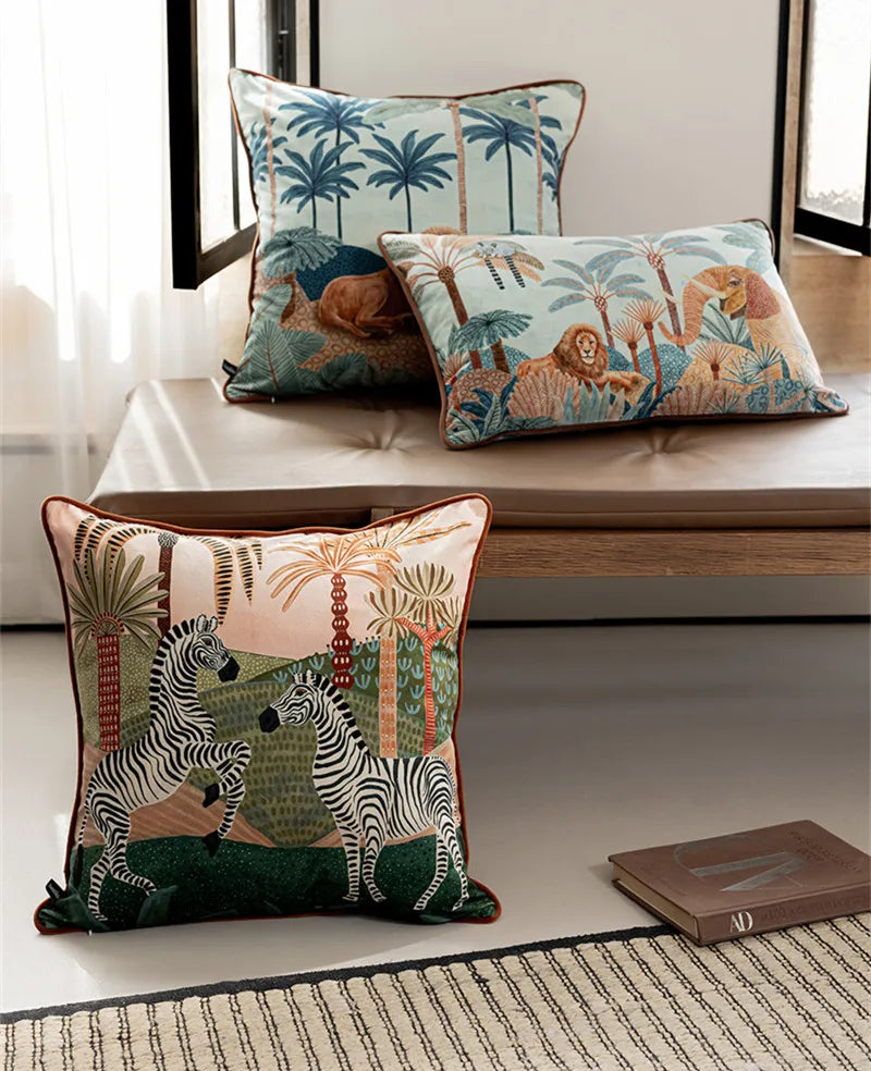 Vintage Floral Velvet Throw Pillow Covers Home Art Deco Pillowcase Square Pillow Case Cushion Cover for Bed Sofa Living Room Car