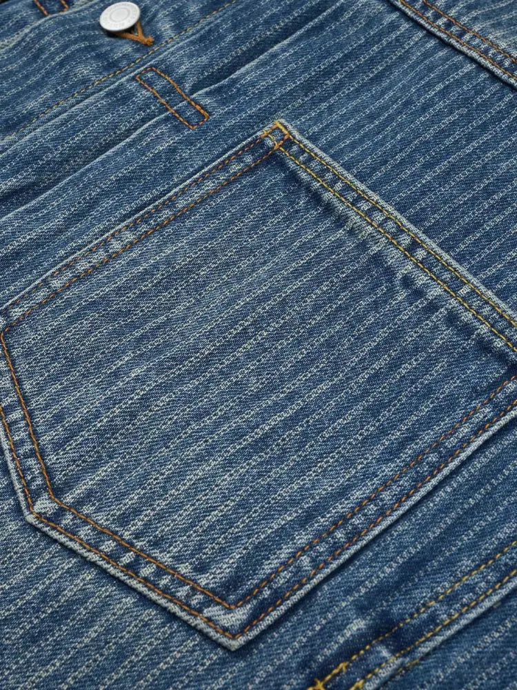 Men's Striped Denim Chore Jacket – Short Length, Oversized Utility