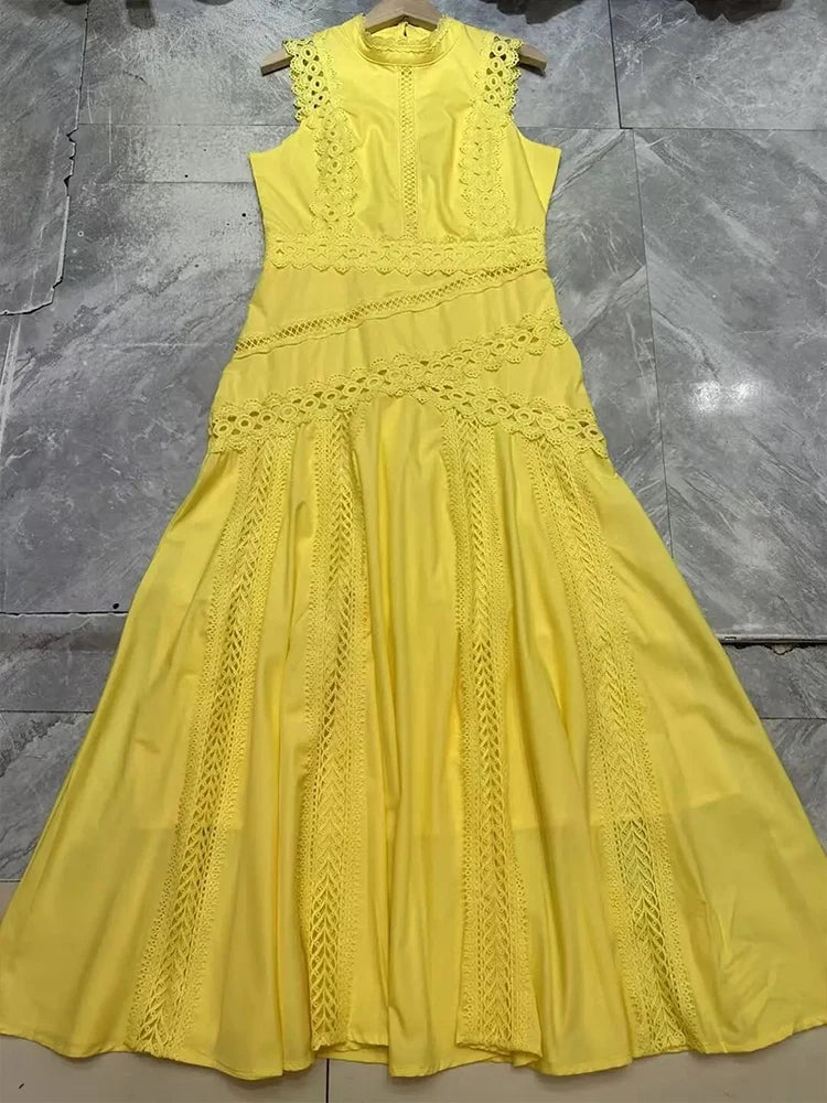 Women's Embroidered A-Line Dress – Elegant Sleeveless Statement Style