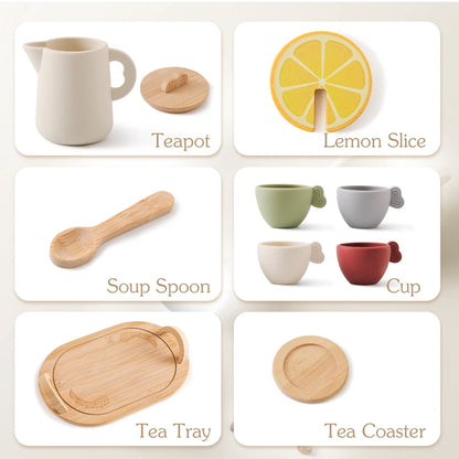 Little Tea Atelier: Montessori Wooden Tea Set with BPA-Free Silicone (Ages 3–6)