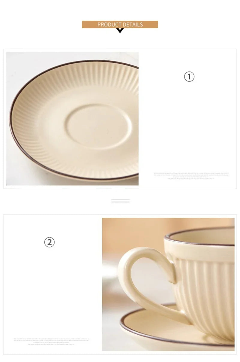 European Retro Ceramic Mug with Saucer
