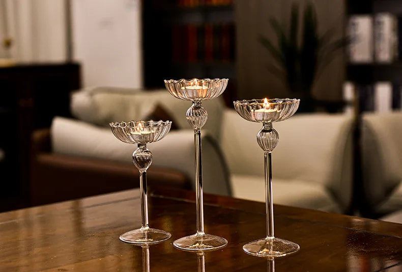 European high foot striped candlestick home decoration decoration wedding articles Romantic candlelight dinner candlestick props