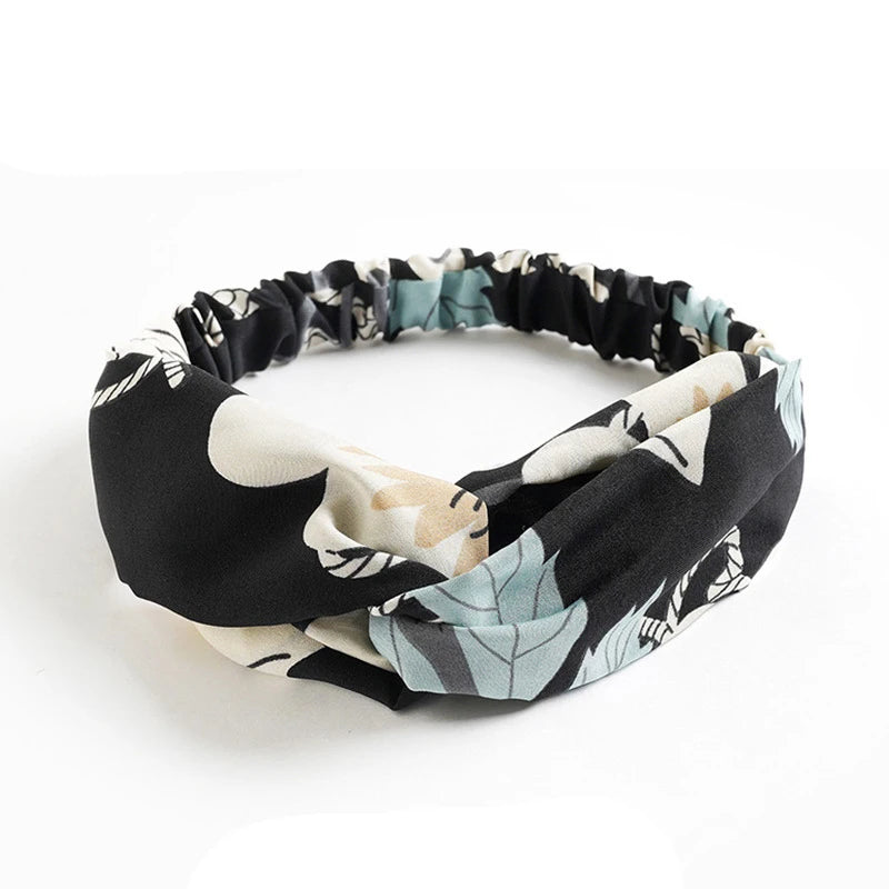 Boho Crown: Vintage Cross Turban Headband with Rhinestone Detail