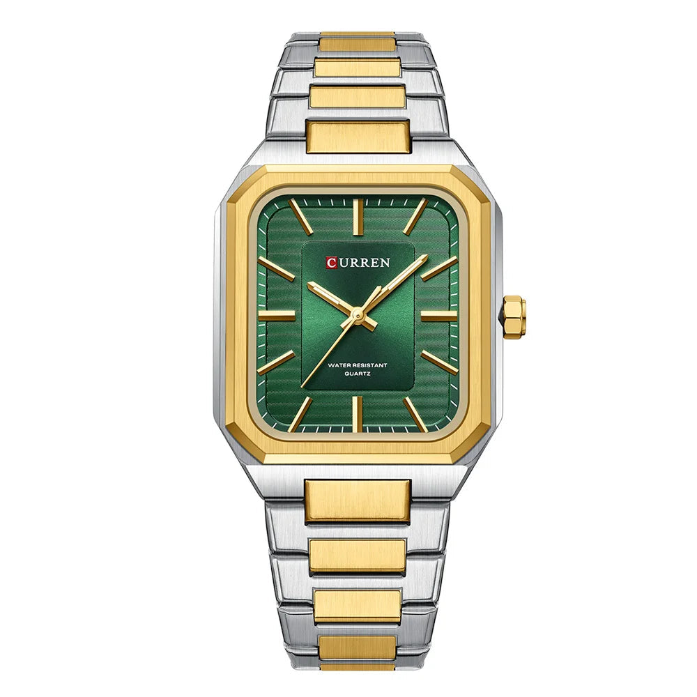 Edge Time: Rectangular Stainless Steel Business Watch for Men