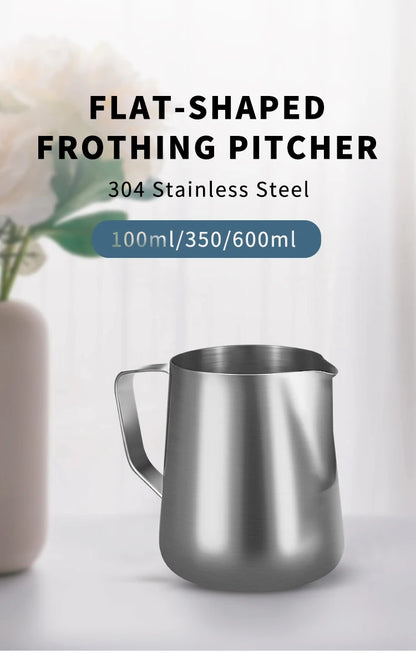 Milk Frother Jug Stainless Steel Container 100ML 350ML 600ML Frothing Pitcher Coffee Cups Latte Barista Espresso Maker Accessory