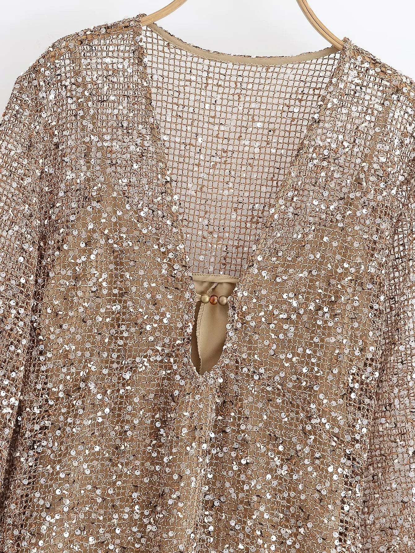 Women's Sequin-Embellished V-Neck Midi Dress – Lightweight Elegance for Summer