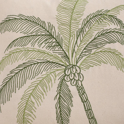 Island Thread: Embroidered Coconut Tree Pillow Cover