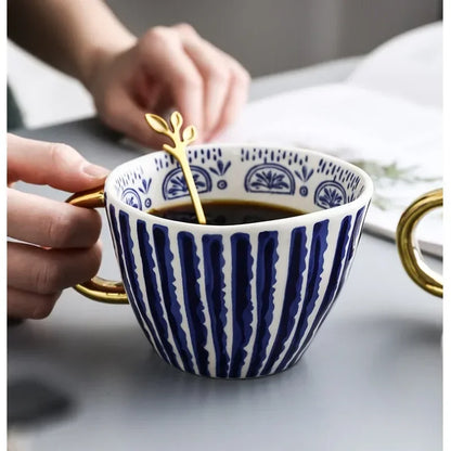 Golden Form: Geometric Hand-Painted Mug