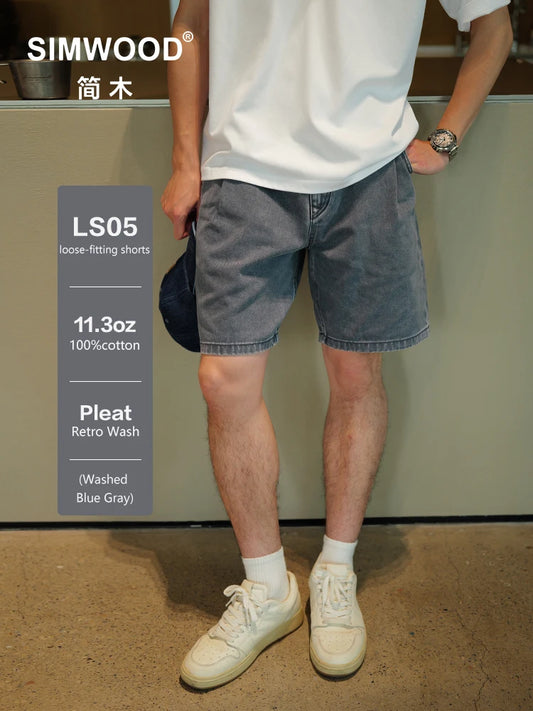 Men's Washed Vintage Denim Shorts – 11.3oz Cotton for Classic Summer Style