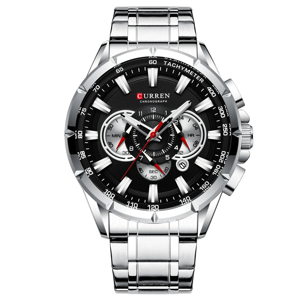 Steelmaster Chrono: Stainless Steel Chronograph Sports Watch for Men