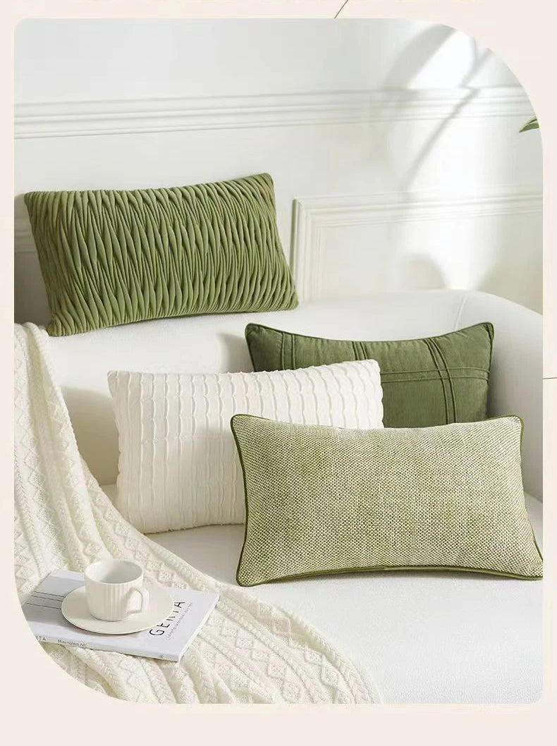 Verdant Line: Light Luxury Geometric Pillow Cover