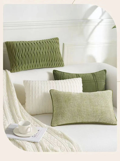 Verdant Line: Light Luxury Geometric Pillow Cover