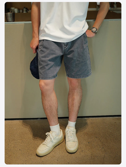 Men's Washed Vintage Denim Shorts – 11.3oz Cotton, Built for Summer