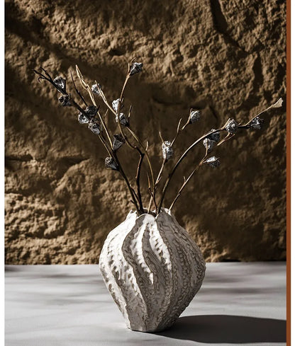 Jarrón de cerámica irregular nórdico CAPIRON para decoración de mesa, centro de mesa, dormitorio, hogar, hierba de pampa, accesorios de escritorio