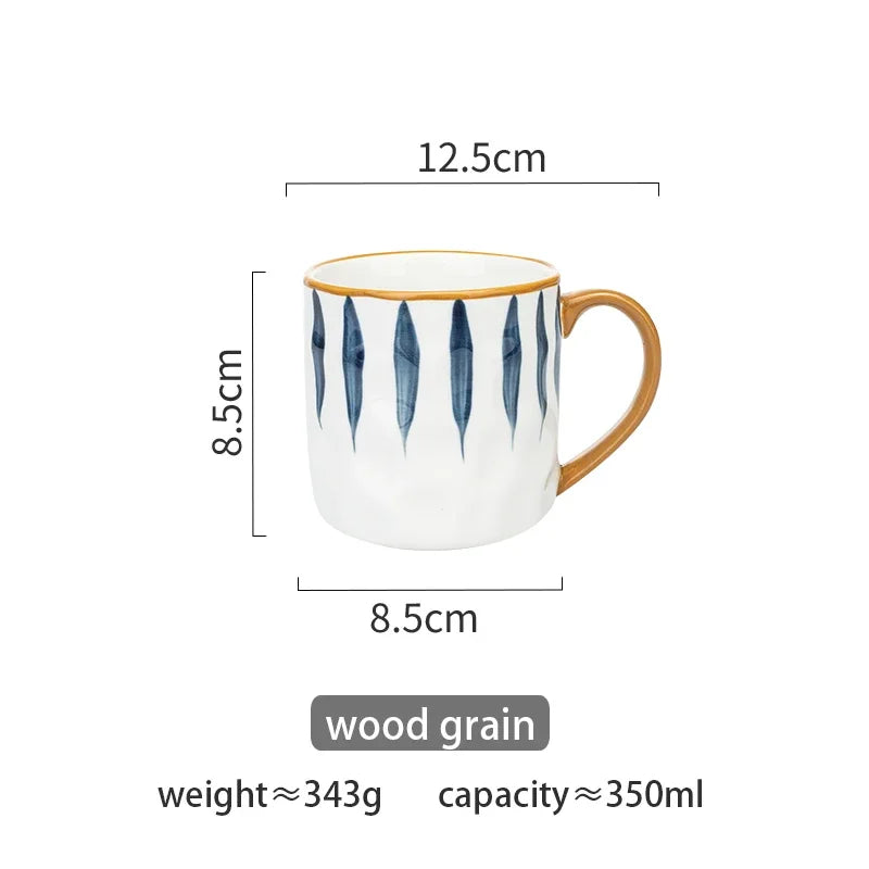 350ml Japanese Ceramic Mug  Coffee Cup Underglaze Office Home Milk   Bumpy Surface Handgrip  Microwave Safe