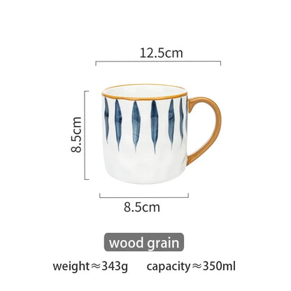 350ml Japanese Ceramic Mug  Coffee Cup Underglaze Office Home Milk   Bumpy Surface Handgrip  Microwave Safe
