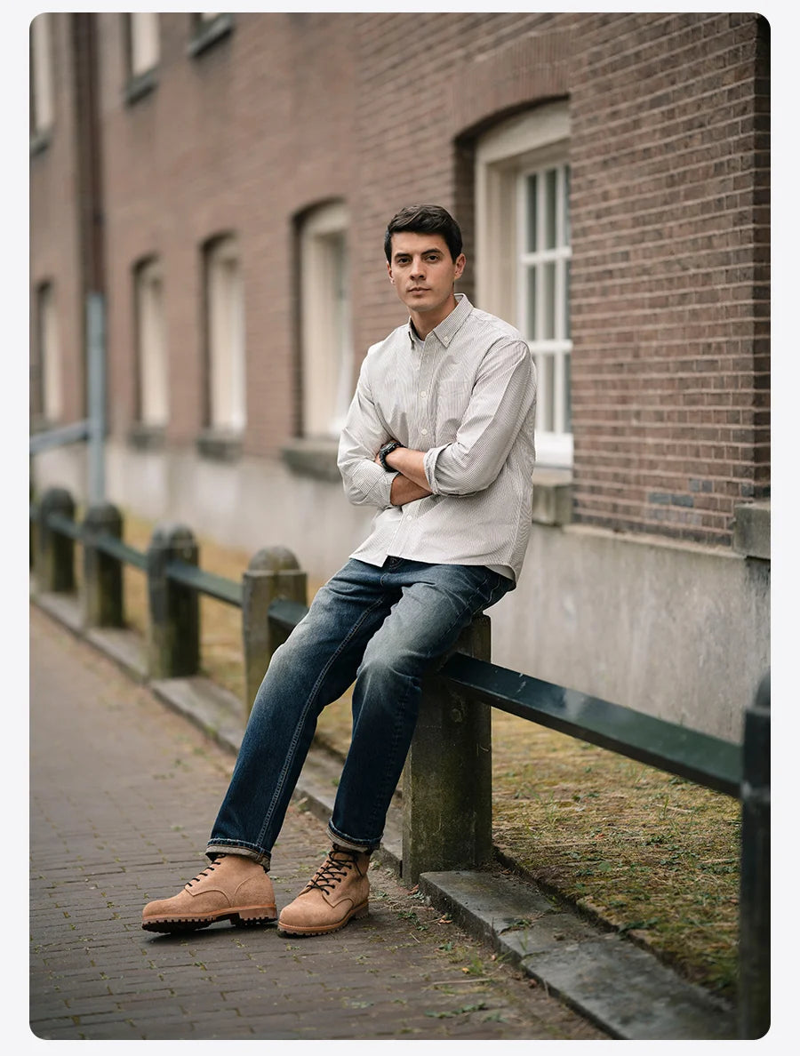 SIMWOOD 2025 Spring New loose Straight 13.5oz Fabric Washed Vintage Jeans Men Classical Plus Size Denim Trousers