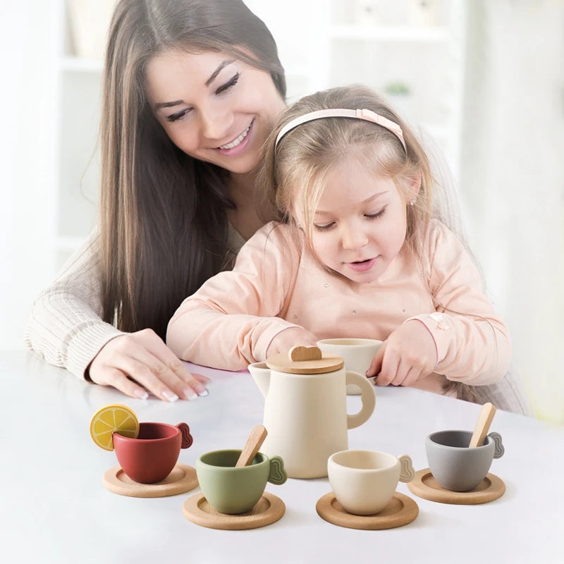 Little Tea Atelier: Montessori Wooden Tea Set with BPA-Free Silicone (Ages 3–6)