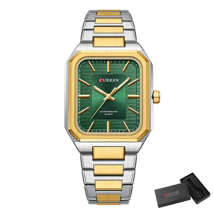 Edge Time: Rectangular Stainless Steel Business Watch for Men