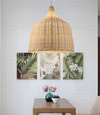 Glow Nest: Handwoven Rattan Pendant Lamp