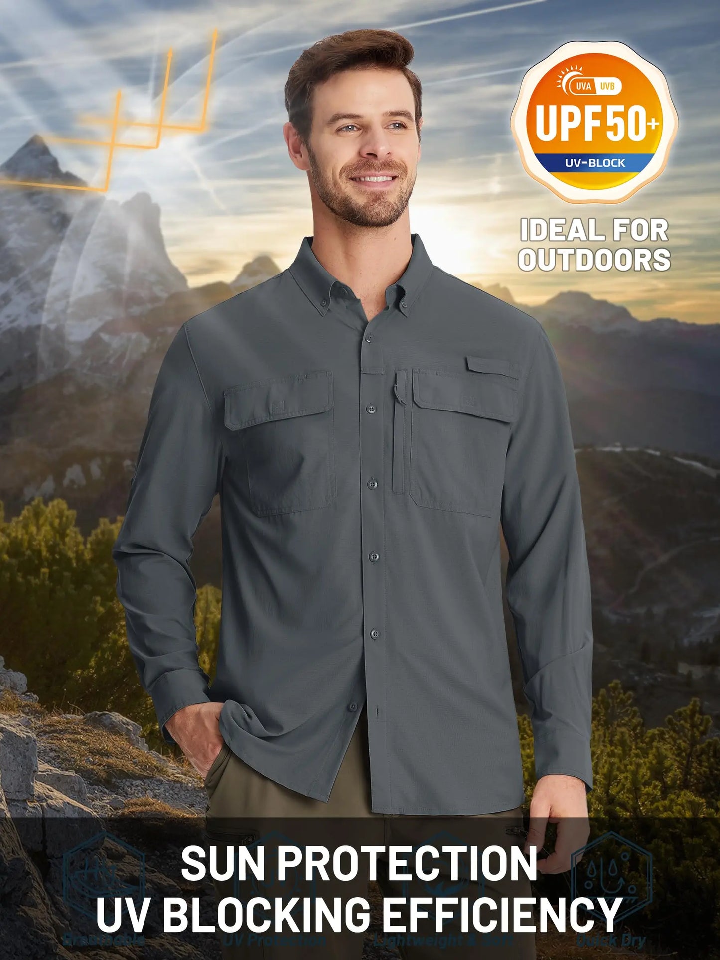 Men's Long Sleeve Quick-Dry Shirt – UPF 50+ Sun Protection & Outdoor Performance